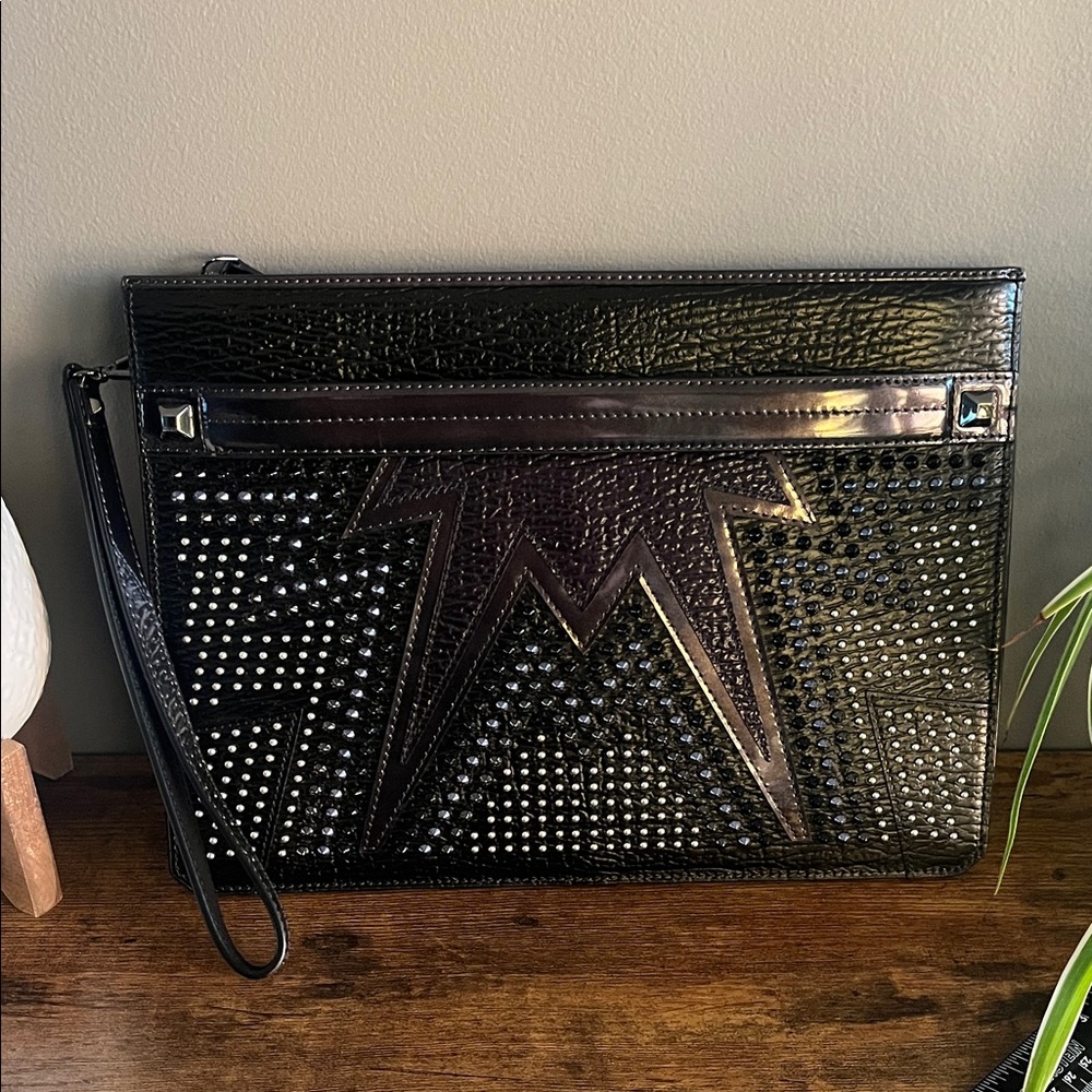 MCM Black Studded Clutch